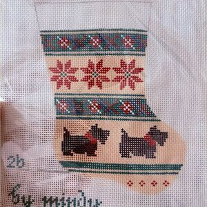 Charming Holiday Needlepoint Stocking with Dogs